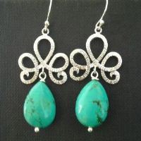 Turquoise twist sterling silver gemstone earrings
