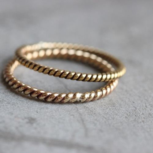 Twisted Rope Wedding Band, 18k yellow gold band ring