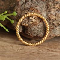 Twisted rope wedding band ring for her, 18k yellow gold stack ring
