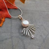 Unique handmade jewelry, Freshwater pearl silver pendant necklace