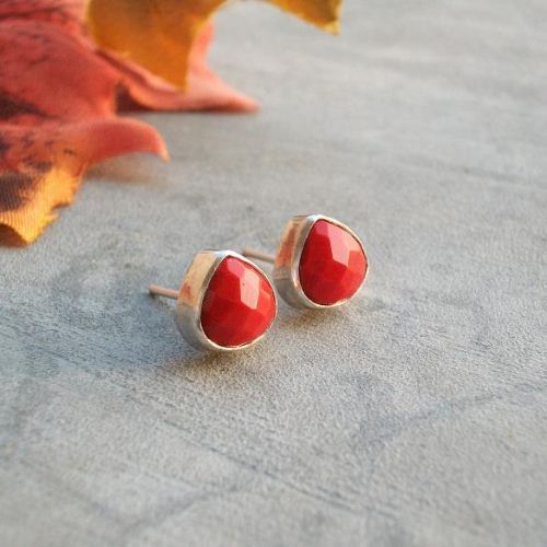 Coral stud Earring 925 Sterling Silver Plated Earring Jewelry E-FP-144 