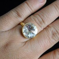 Vermeil ring, Gold ring,Crystal ring, Swarovski crystal ring, Vintage crystal ring, Size 6 Other sizes also available