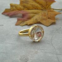 Vermeil ring, Gold ring,Crystal ring, Promise ring,Swarovski crystal ring, Vintage crystal ring, Size 6 Other sizes also available