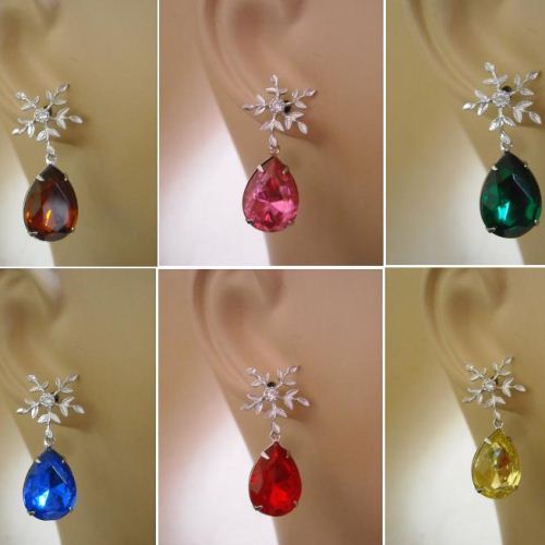 Vintage crystal sterling silver bridal Jonquil canary yellow earrings