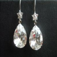 Vintage crystal sterling silver bridal earrings