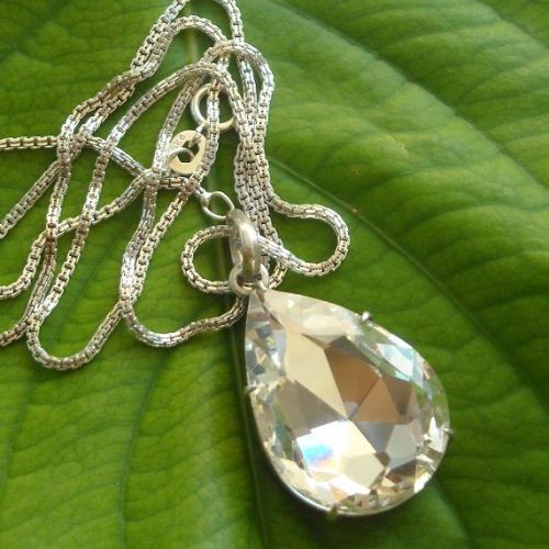 Swarovski crystal pendant necklace, 925 sterling silver pendant chain 