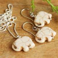 White elephant charm Sterling silver pendant earring gift set