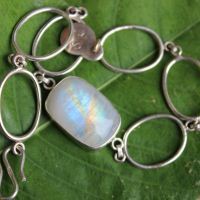 Sterling silver rainbow moonstone bracelet