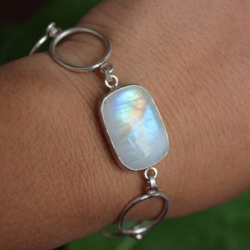 Buy Sterling silver rainbow moonstone bracelet online at ...