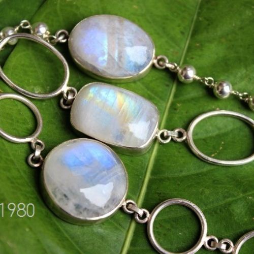 Sterling silver rainbow moonstone bracelet
