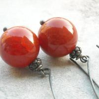 burnt orange carnelian oxidized sterling silver handmade earrings