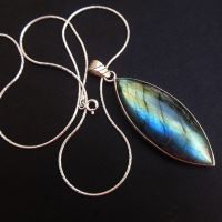 labradorite pendant necklace, Blue Artisan silver pendant