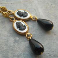 lady in black vintage affair cameo drop earrings