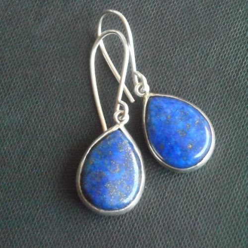 Buy lapis lazuli pendant earrings set - tear drop denim blue jewelry ...